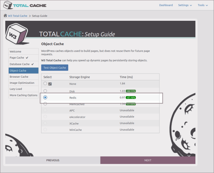 Vaizdas:W3totalcache redis selected.png