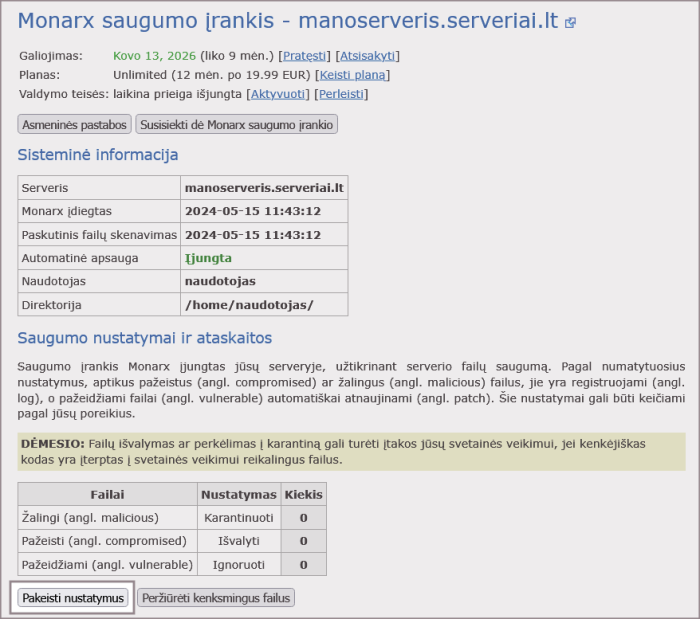 Monarx paslauga pakeisti nustatymus.png