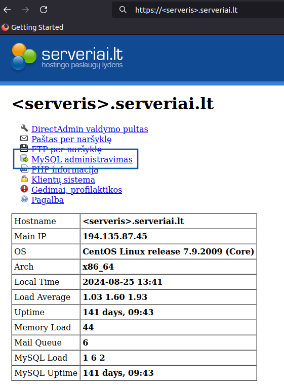 Kaip surasti phpMyAdmin įrankį