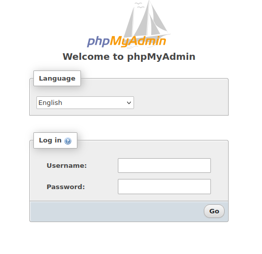 Prisijungimas prie phpMyAdmin įrankio